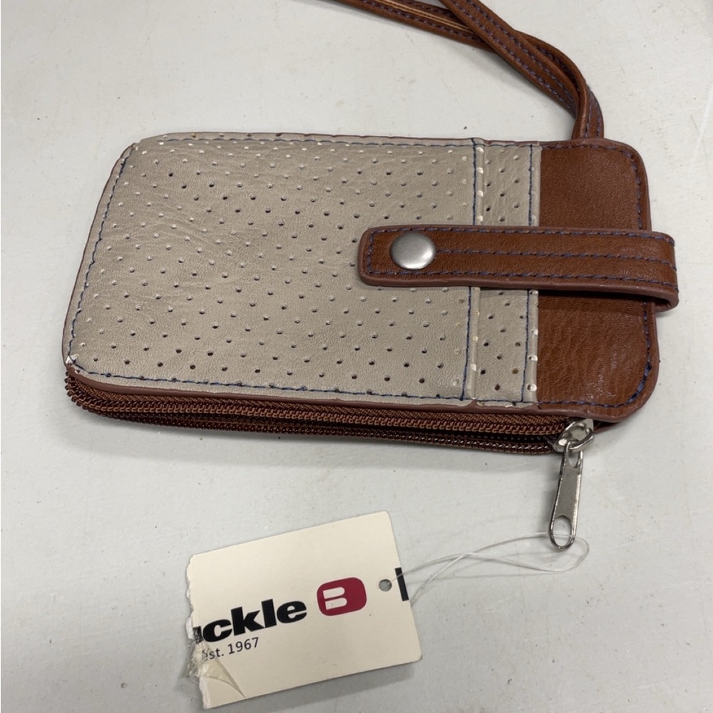 Buckle Tan and Brown Phone Wallet